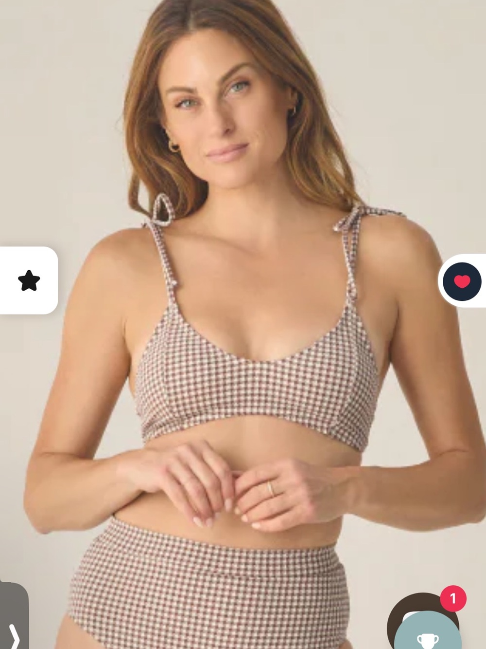 Rylee + Cru Alba Bikini Top in Chocolate Houndstooth